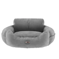 BENNO® Hundesitz BUDDY Autositz für Hunde 55x45x30 cm grau oder anthrazit – sicherer & bequemer Autokorb mit rutschfestem Boden, Gurten & waschbarem Kissen