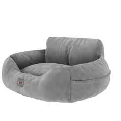 BENNO® Hundesitz BUDDY Autositz für Hunde 55x45x30 cm grau oder anthrazit – sicherer & bequemer Autokorb mit rutschfestem Boden, Gurten & waschbarem Kissen