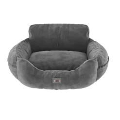 BENNO® Hundesitz BUDDY Autositz für Hunde 55x45x30 cm anthrazit – stabiler Autokorb mit rutschfestem Boden, weicher Polsterung, Gurten & waschbarem Kissen