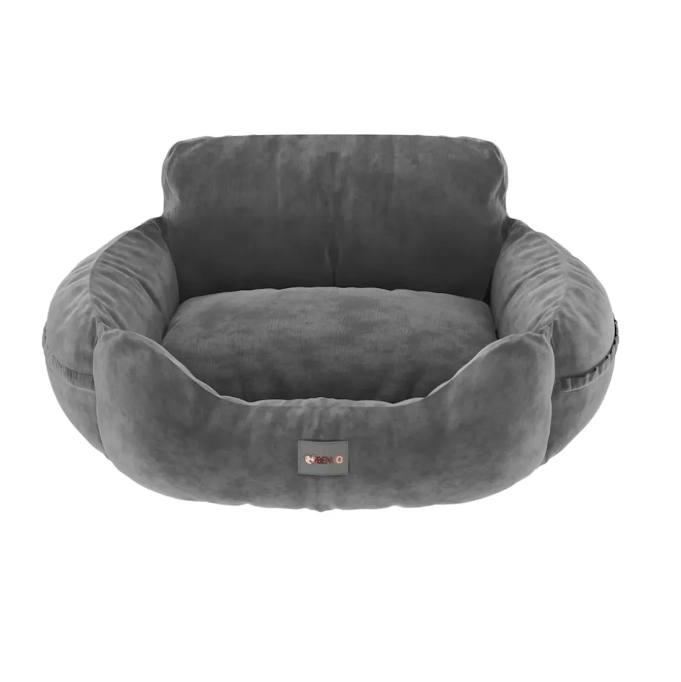 BENNO® Hundesitz BUDDY Autositz für Hunde 55x45x30 cm anthrazit – stabiler Autokorb mit rutschfestem Boden, weicher Polsterung, Gurten & waschbarem Kissen