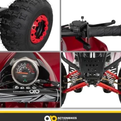 Benzin-Jugend-Quad S-10, 125ccm, ATV, Gepäckträger, Not-Aus-Leine, Halbautomatik, Scheibenbremse (Metallic/Rot)