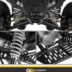 Benzin-Jugend-Quad S-10, 125ccm, ATV, Gepäckträger, Not-Aus-Leine, Halbautomatik, Scheibenbremse (Metallic/Rot)