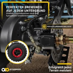 Benzin-Jugend-Quad S-10, 125ccm, ATV, Gepäckträger, Not-Aus-Leine, Halbautomatik, Scheibenbremse (Metallic/Rot)