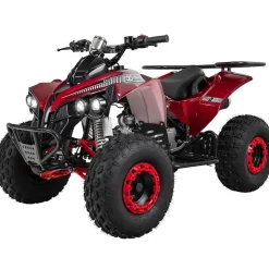 Benzin-Jugend-Quad S-10, 125ccm, ATV, Gepäckträger, Not-Aus-Leine, Halbautomatik, Scheibenbremse (Metallic/Rot)