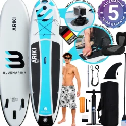 Bluemarina SUP Board Ariki, Stand Up Paddle aufblasbar mit Paddel, Pumpe, Rucksack, 5J Garantie (Classic 2.0, 325x86x16,5cm / 10'8