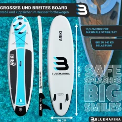 Bluemarina SUP Board Ariki, Stand Up Paddle aufblasbar mit Paddel, Pumpe, Rucksack, 5J Garantie (Classic 2.0, 325x86x16,5cm / 10'8