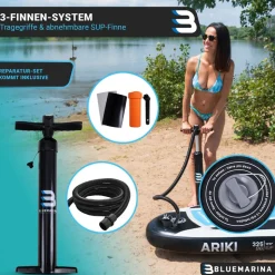 Bluemarina SUP Board Ariki, Stand Up Paddle aufblasbar mit Paddel, Pumpe, Rucksack, 5J Garantie (Classic 2.0, 325x86x16,5cm / 10'8