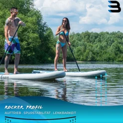 Bluemarina SUP Board Moana, aufblasbar mit Doppelkolben-Pumpe, Paddel, Rucksack, 5J Garantie (Classic 2.0, 325x86x15cm / 10'8