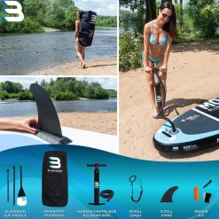 Bluemarina SUP Board Moana, aufblasbar mit Doppelkolben-Pumpe, Paddel, Rucksack, 5J Garantie (Classic 2.0, 325x86x15cm / 10'8