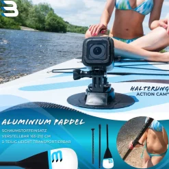Bluemarina SUP Board Moana, aufblasbar mit Doppelkolben-Pumpe, Paddel, Rucksack, 5J Garantie (Classic 2.0, 325x86x15cm / 10'8