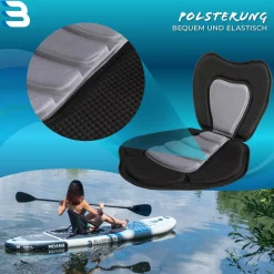 Bluemarina SUP-Sitz, Kajaksitz für Stand Up Paddle, mit Paddel, ergonomisch, Schaumstoffpolster