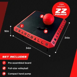 Boardball Set Faltbares Volleyball-Pickleball Spielbrett für Indoor & Outdoor (85 x 85 x 40 cm)