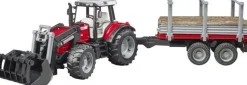Bruder bruder 02046 Massey Ferguson 7480 mit Frontlader + Holztransportanhänger