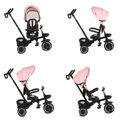 Byox Dreirad Cruz EVA-Reifen klappbar Körbe 360 drehbar Getränkehalter Fußstütze rosa