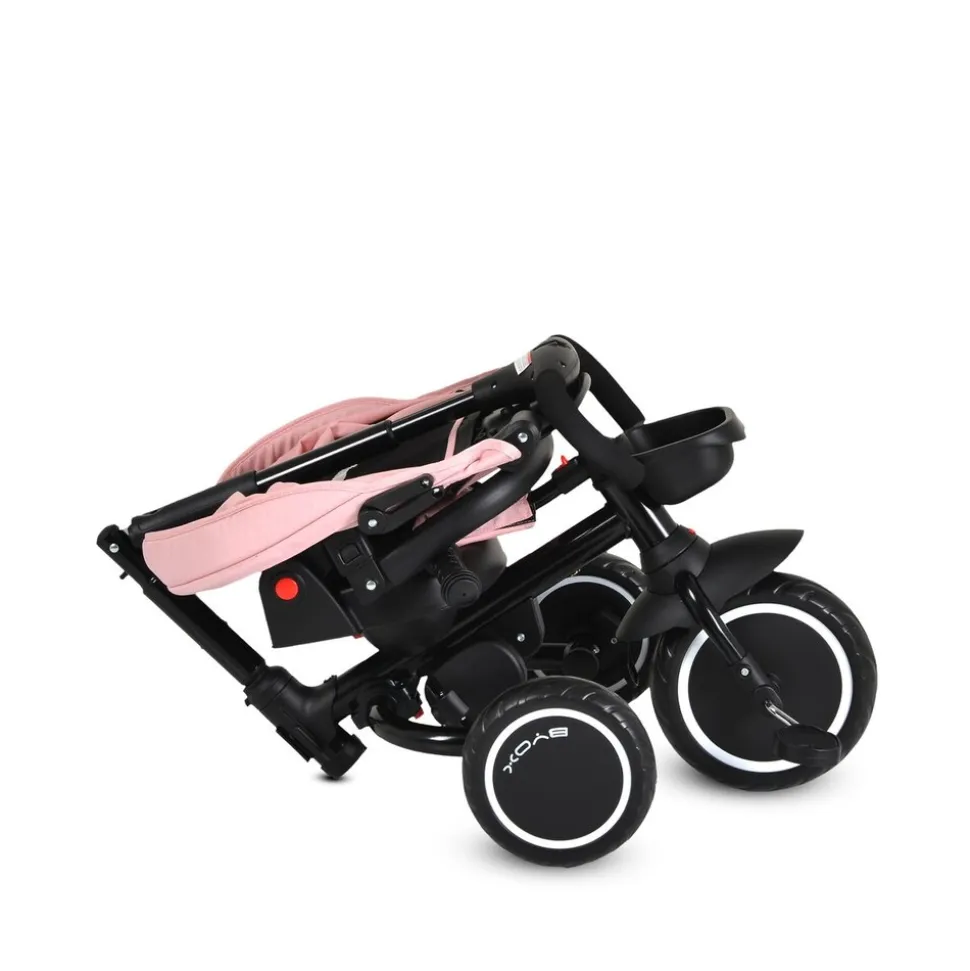 Byox Dreirad Cruz EVA-Reifen klappbar Körbe 360 drehbar Getränkehalter Fußstütze rosa