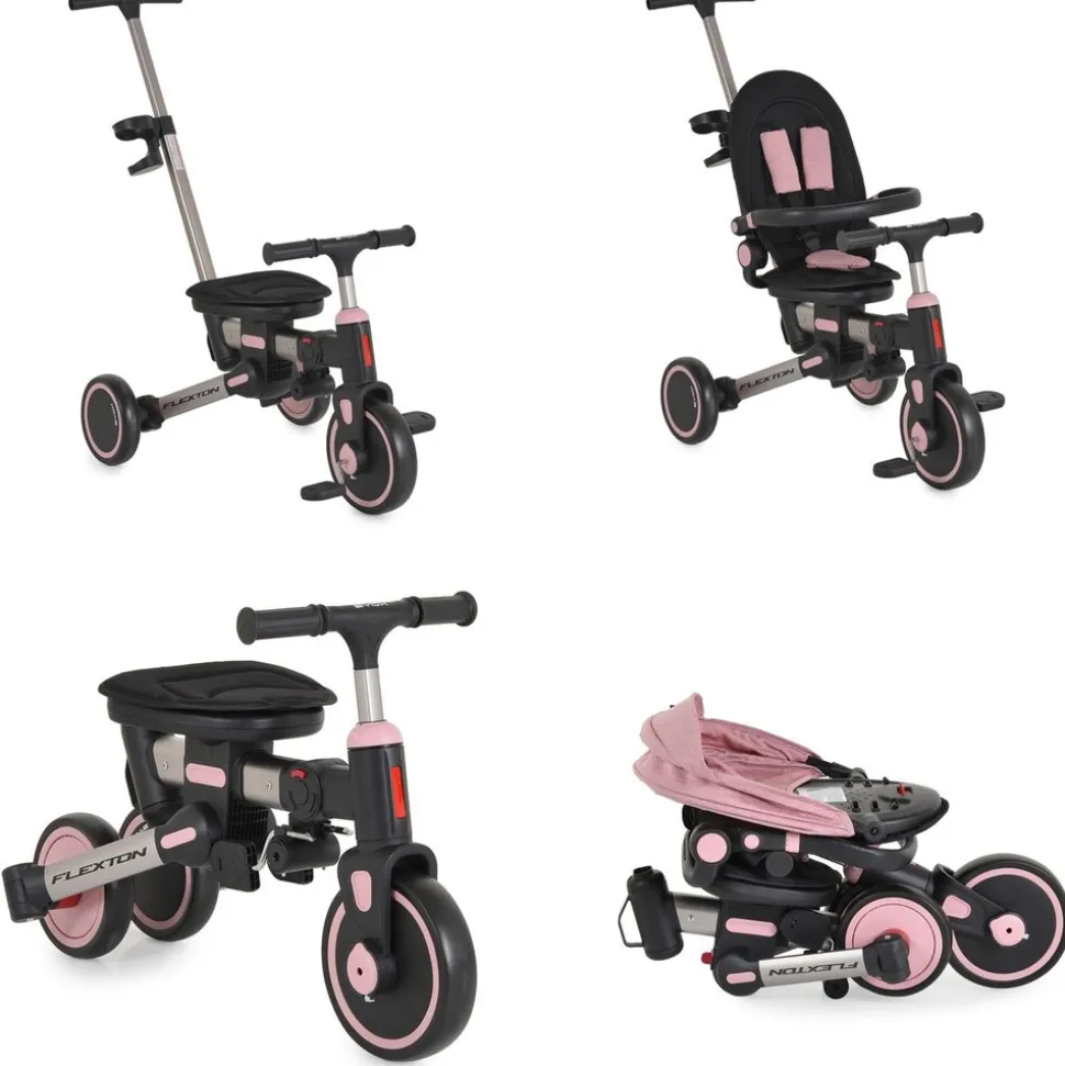 Byox Dreirad Flexton 5 in 1 Laufrad Rückenlehne EVA-Reifen Becherhalter faltbar rosa