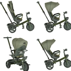Byox Dreirad Fusion Lux Musik Scheinwerfer PU-Reifen Hinterradbremsen Korb Gurt grün