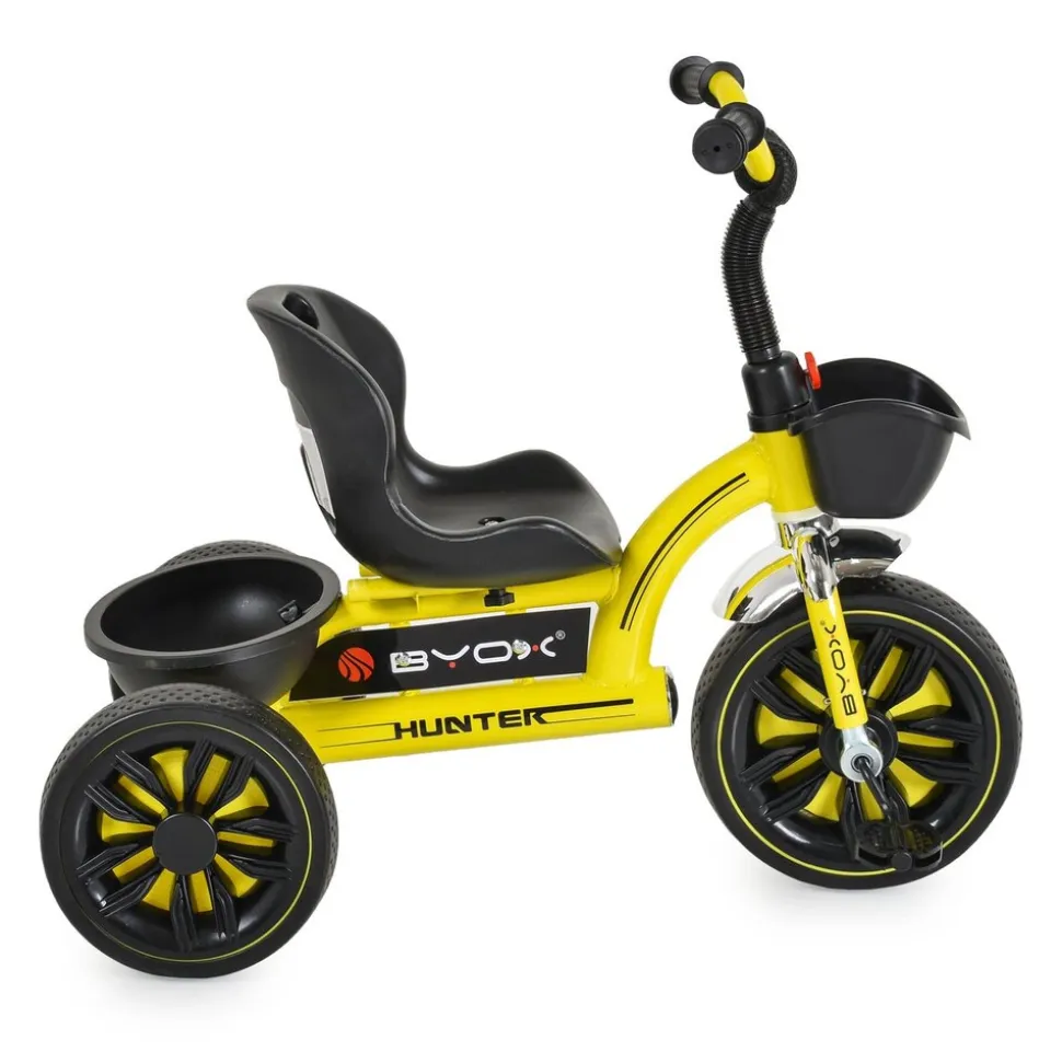 Byox Dreirad Hunter EVA-Reifen, verstellbarer Sitz, Korb, ergonomische Griffe gelb