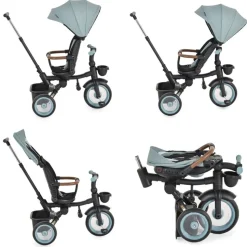 Byox Dreirad Jasper EVA-Reifen klappbar, Sitz drehbar, Hinterradbremse, Körbe grün