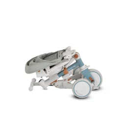 Byox Dreirad, Tricycle Compacto 4 in 1 Schiebegriff klappbar Gurt umbaubar EVA blau