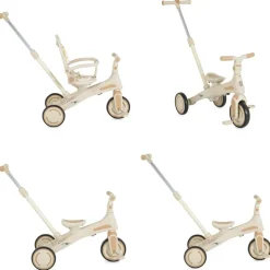 Byox Dreirad, Tricycle Juno 4 in 1 Laufrad Schiebegriff Sitzdrehung Sonnendach weiß beige