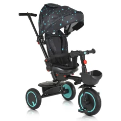 Byox Dreirad Tricycle Orion faltbar, PU-Reifen, drehbarer Sitz, Schiebestange türkis