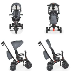 Byox Dreirad Tricycle Pluto, faltbar, EVA-Reifen, Schiebestange, Sitz drehbar grau