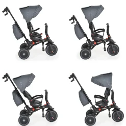 Byox Dreirad Tricycle Pluto, faltbar, EVA-Reifen, Schiebestange, Sitz drehbar grau