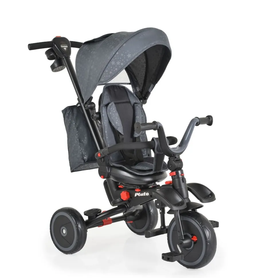Byox Dreirad Tricycle Pluto, faltbar, EVA-Reifen, Schiebestange, Sitz drehbar grau