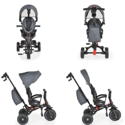 Byox Dreirad Tricycle Pluto, faltbar, EVA-Reifen, Schiebestange, Sitz drehbar grau
