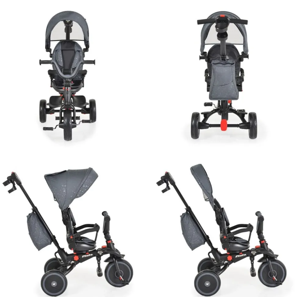 Byox Dreirad Tricycle Pluto, faltbar, EVA-Reifen, Schiebestange, Sitz drehbar grau