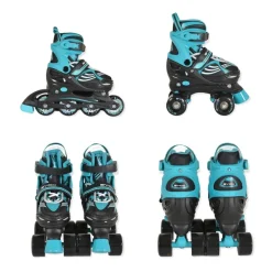 Byox Inliner 2 in 1 Double blau Rollschuhe, PU-Rollen, ABEC-5 Lager, verstellbar M (Gr. 34-38)