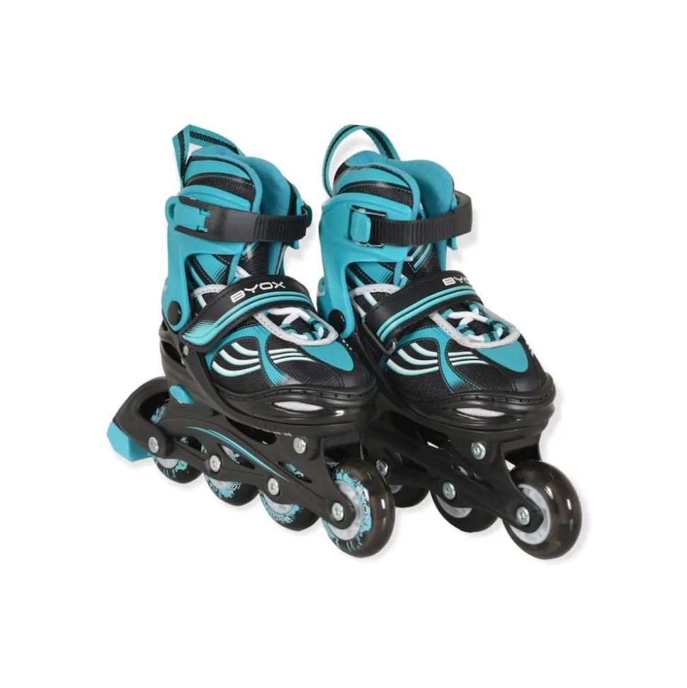 Byox Inliner 2 in 1 Double blau Rollschuhe, PU-Rollen, ABEC-5 Lager, verstellbar M (Gr. 34-38)