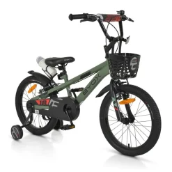 Byox Kinderfahrrad Challenge 18 Zoll Frontkorb Flasche Stützräder ab 5 Jahre grün