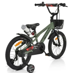 Byox Kinderfahrrad Challenge 18 Zoll Frontkorb Flasche Stützräder ab 5 Jahre grün