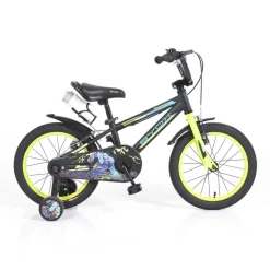 Byox Kinderfahrrad Monster 16 Zoll schwarz, Stützräder, Metall-Rahmen, Klingel