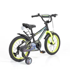 Byox Kinderfahrrad Monster 16 Zoll schwarz, Stützräder, Metall-Rahmen, Klingel