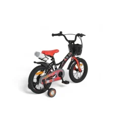 Byox Kinderfahrrad Robo 14 Zoll, Stützräder, Frontkorb, Getränkehalter, Klingel schwarz