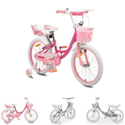 Byox Kinderfahrrad 20 Zoll Fashion Girl, Stützräder, Korb am Lenker, Puppensitz pink