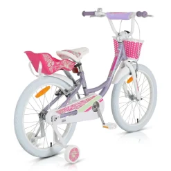 Byox Kinderfahrrad 20 Zoll Fashion Girl, Stützräder, Korb am Lenker, Puppensitz lila