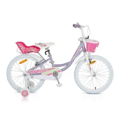 Byox Kinderfahrrad 20 Zoll Fashion Girl, Stützräder, Korb am Lenker, Puppensitz lila