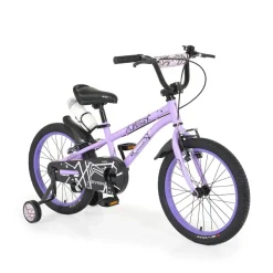 Byox Kinderfahrrad 18 Zoll Pixi, Klingel, Reflektoren, Stützräder, ab 5 Jahre violett
