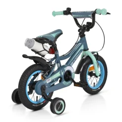 Byox Kinderfahrrad 12 Zoll Prince, sportliches Design, Stützräder, Kettenschutz grau-blau