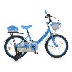 Byox Kinderfahrrad 20 Zoll 2002, Stützräder, Klingel, Höhe einstellbar, Körbe blau