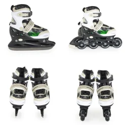 Byox Kinder Inliner, Schlittschuhe 2 in 1 Iceberg PU-Räder Schnürrsenkel Tasche Größe M (34-37)