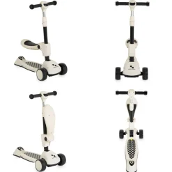 Byox Kinderroller Checkmate 2 in 1 Laufrad, Sound, Licht, Lenkerhöhe verstellbar weiß