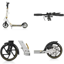 Byox Kinderroller Chic PU-Räder, LED-Licht, ABEC-7 Lager, Seitenständer, faltbar weiß