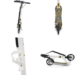 Byox Kinderroller Chic PU-Räder, LED-Licht, ABEC-7 Lager, Seitenständer, faltbar weiß