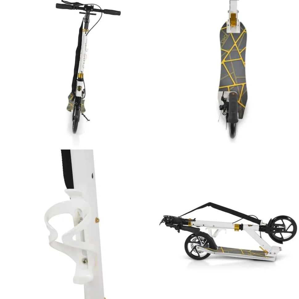 Byox Kinderroller Chic PU-Räder, LED-Licht, ABEC-7 Lager, Seitenständer, faltbar weiß
