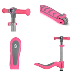 Byox Kinderroller Kiki 2 in 1, Höhe einstellbar, 4 blinkende PU-Räder, klappbar rosa